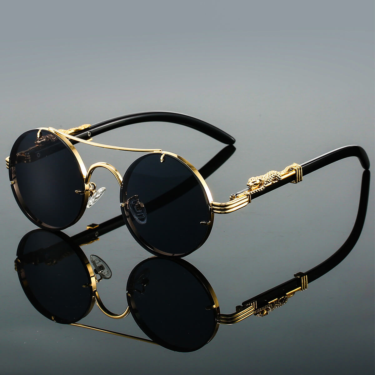 Charly | Bold Round Sunglasses with Iconic Panther Detail