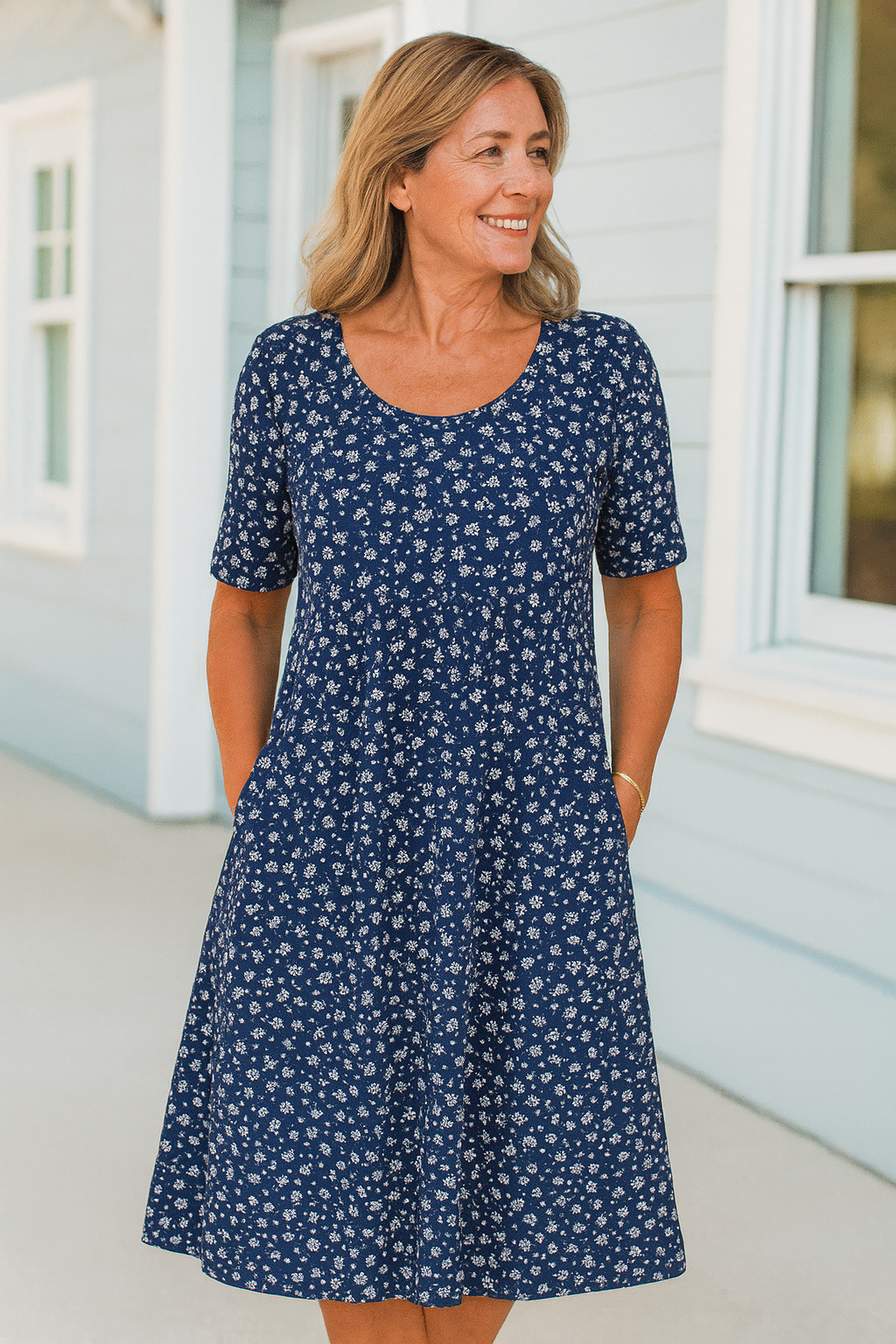 Lizanne | Effortless Floral Midi Dress That Flatters & Covers Comfortably