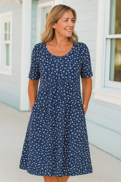 Lizanne | Effortless Floral Midi Dress That Flatters & Covers Comfortably