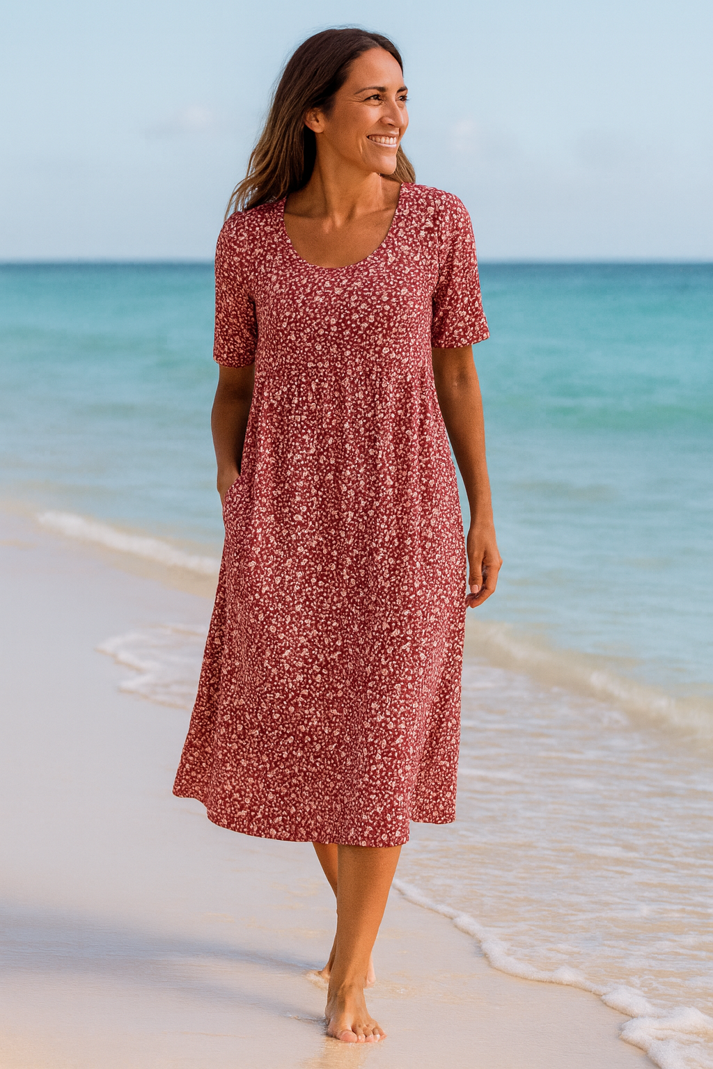 Lizanne | Effortless Floral Midi Dress That Flatters & Covers Comfortably