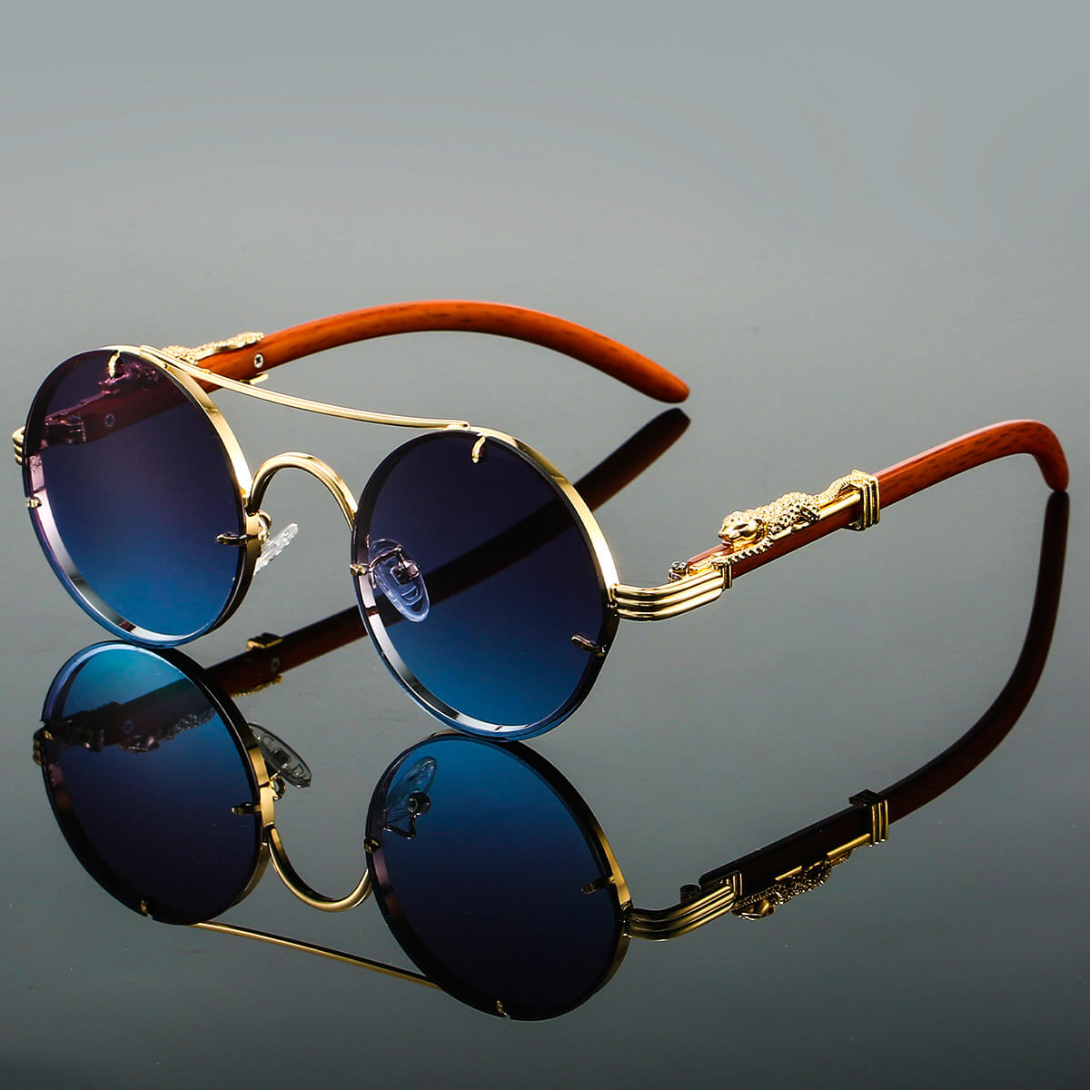 Charly | Bold Round Sunglasses with Iconic Panther Detail