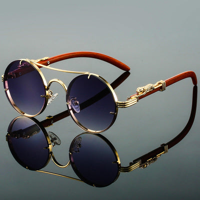 Charly | Bold Round Sunglasses with Iconic Panther Detail