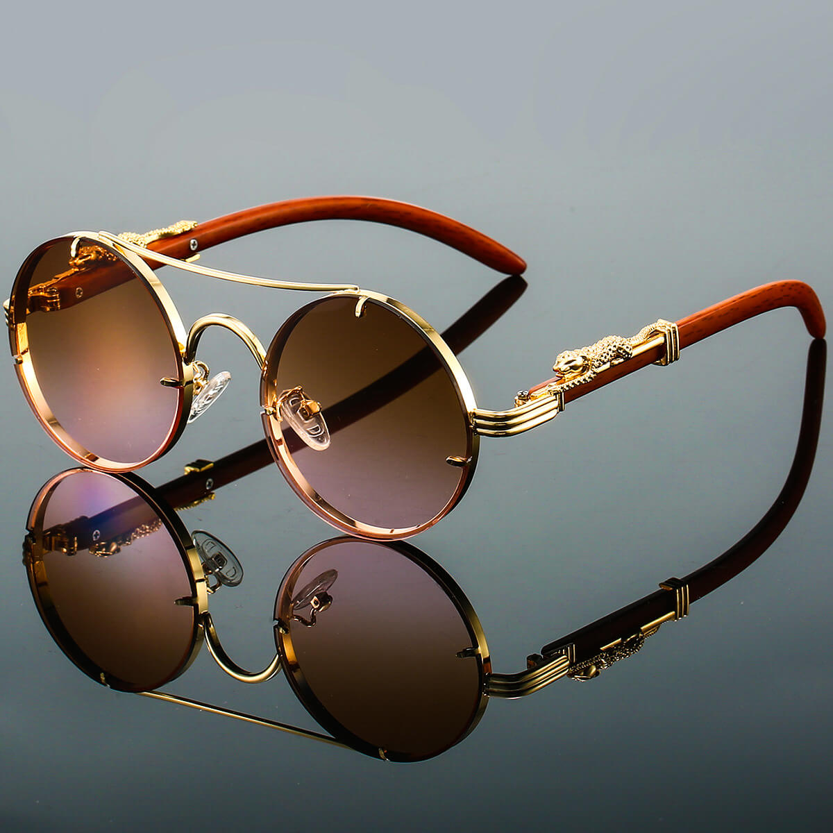 Charly | Bold Round Sunglasses with Iconic Panther Detail