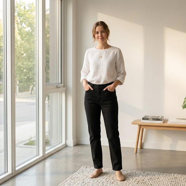 Lena High-Waist Straight Trousers lifestyle