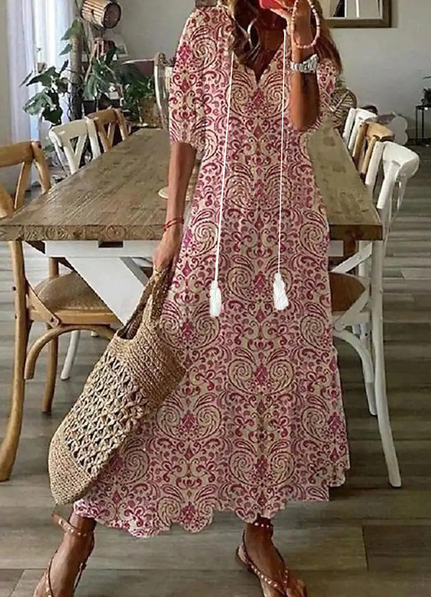 Kirsten | Flowing Maxi Dress with Paisley Detail