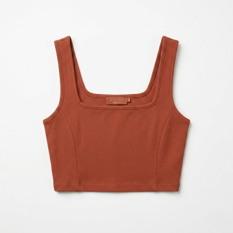 Vera Structured Square-Neck Crop Top