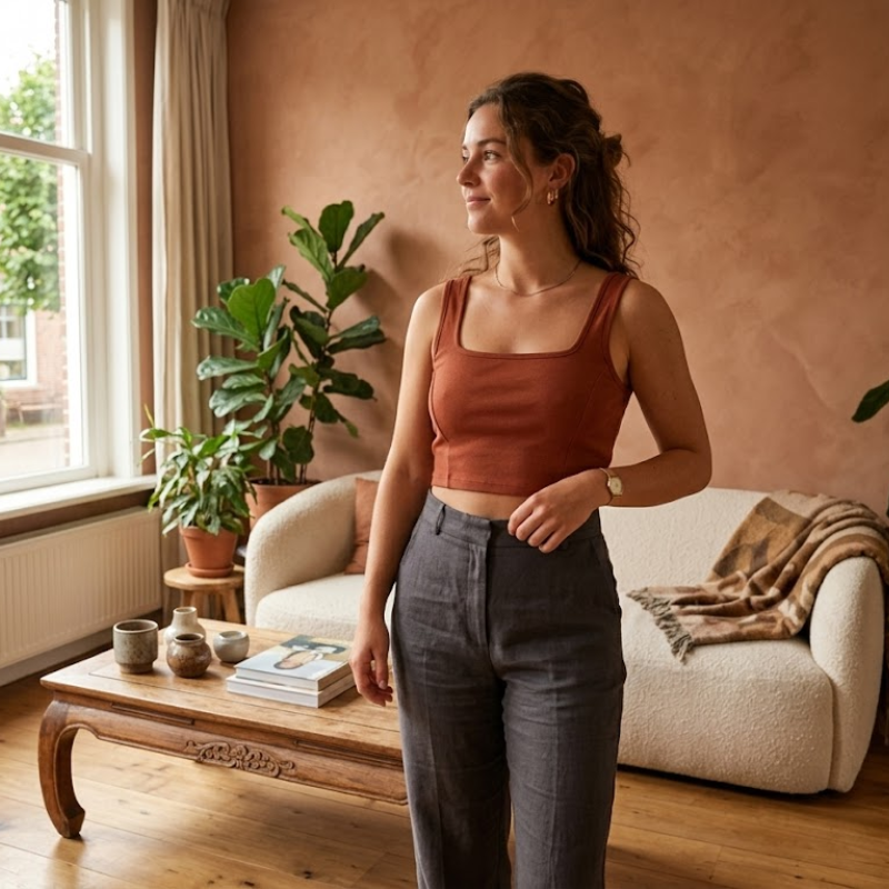 Vera Structured Square-Neck Crop Top lifestyle